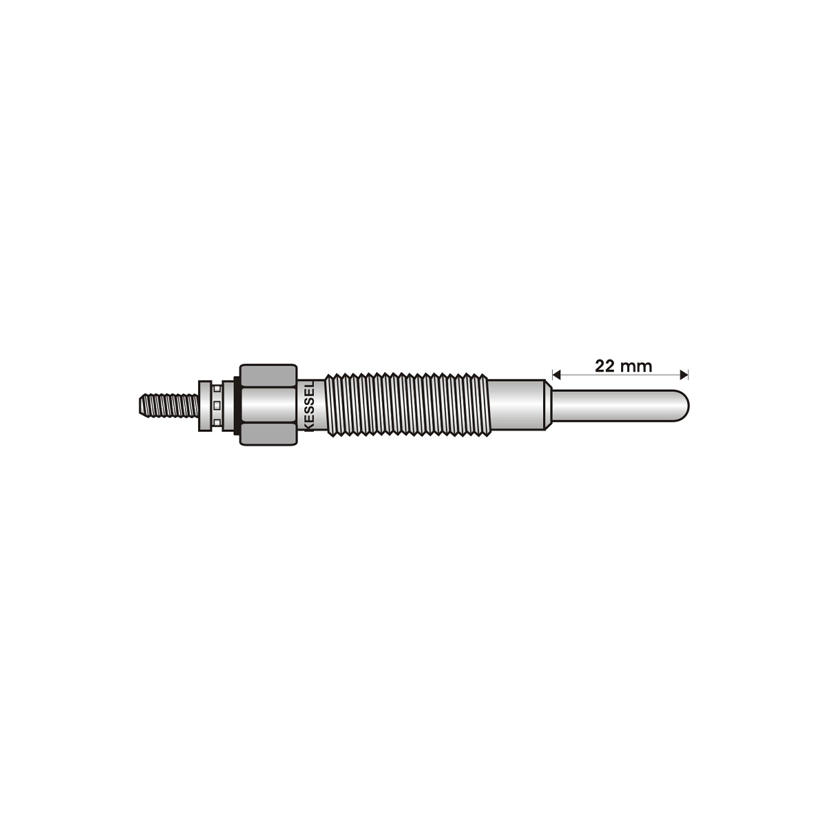 BUJIA INCANDESCENTE PARA MOTOR DIESEL FORD TD42/HYUNDAI 2.5 TD/MITSUBISHI 2.5/TD/NISSAN 2.3 D/TD/2.5 D/TD/2.7 TD/4.2 ( LARGO 22/ANCHO 5  4/5/11 VOLTS/ROSCA 10 X 1/25 )