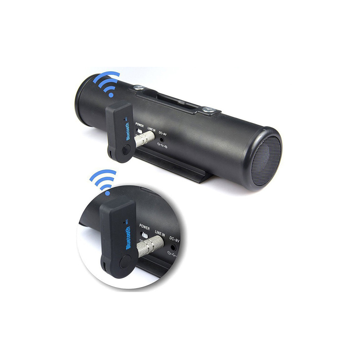 ACCESORIO PARA CELULAR AUXILIAR PARA CONEXION BLUETOOTH CON CARGA USB NEGRO