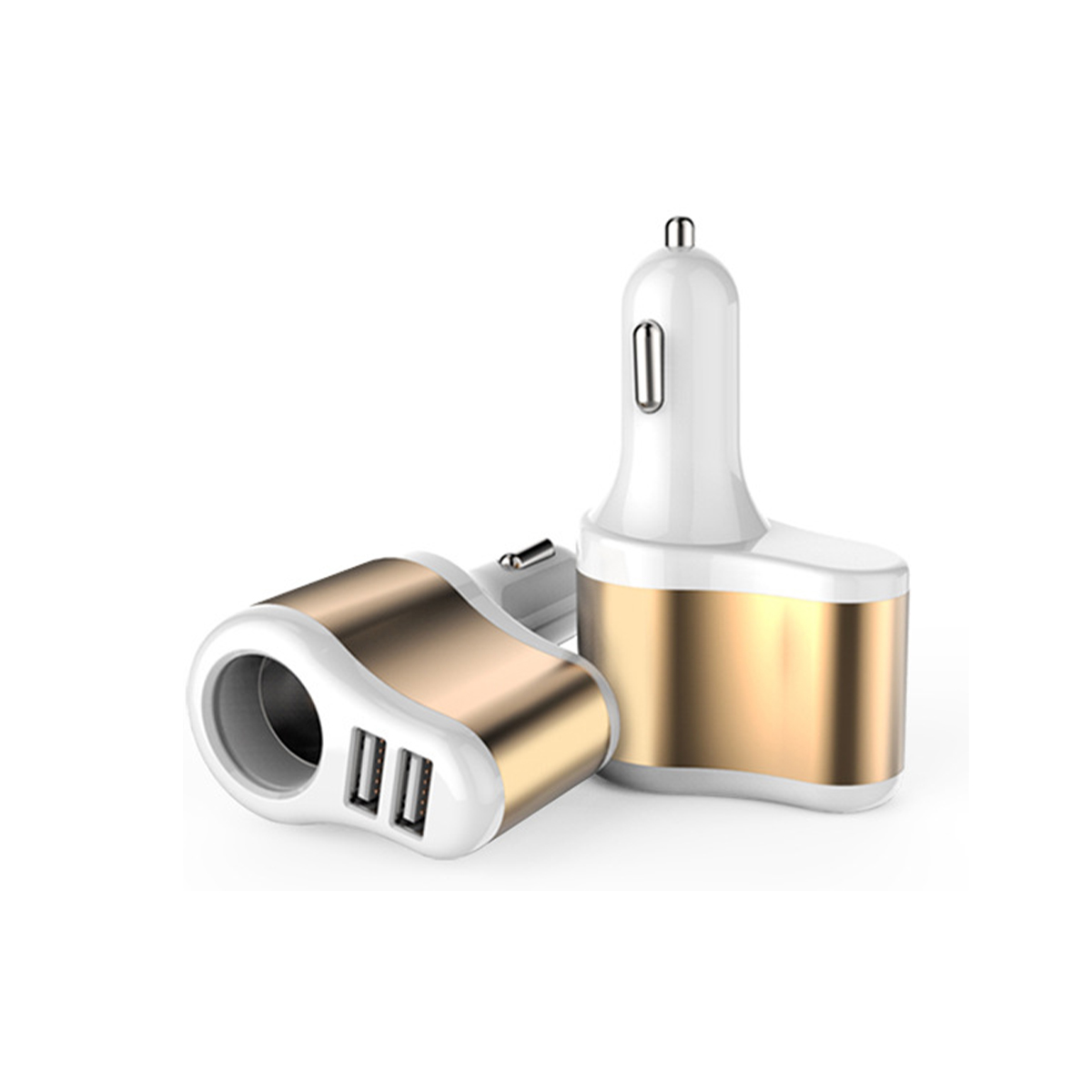 ACCESORIO PARA CELULAR CARGADOR DOBLE USB + ENCENDEDOR 12V / 24V OUTPUT 5V 4200 MA BLANCO+DORADO