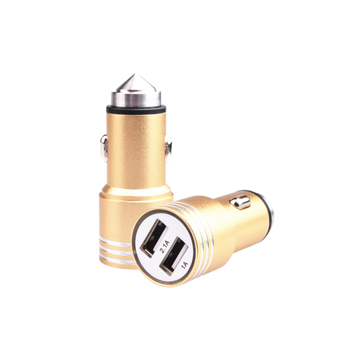 ACCESORIO PARA CELULAR CARGADOR DOBLE USB + ENCENDEDOR DE ZINC CON BASE MARTILLO METALICA 12V / 24V OUTPUT 5V 4200 MA DORADO - 2