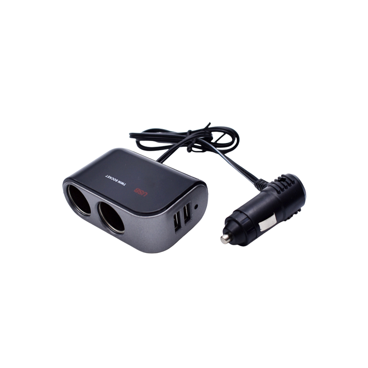 ACCESORIO PARA CELULAR ALARGUE CON 2 USB + 2 ENCENDEDOR INPUT : 12/24V  OUTPUT:5V / 3100MA / 120 WATTS CON BOTON CORTA CORRIENTE EN CADA TOMA  NEGRO