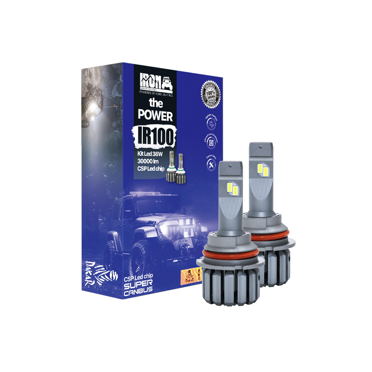OFF ROAD KIT DE LED IR100 CANBUS 9004 HB1 10MA GENERACION CHIP CSP SUPER CANBUS 30000 LUMENS 36 WATTS 12V CON COOLER - 2