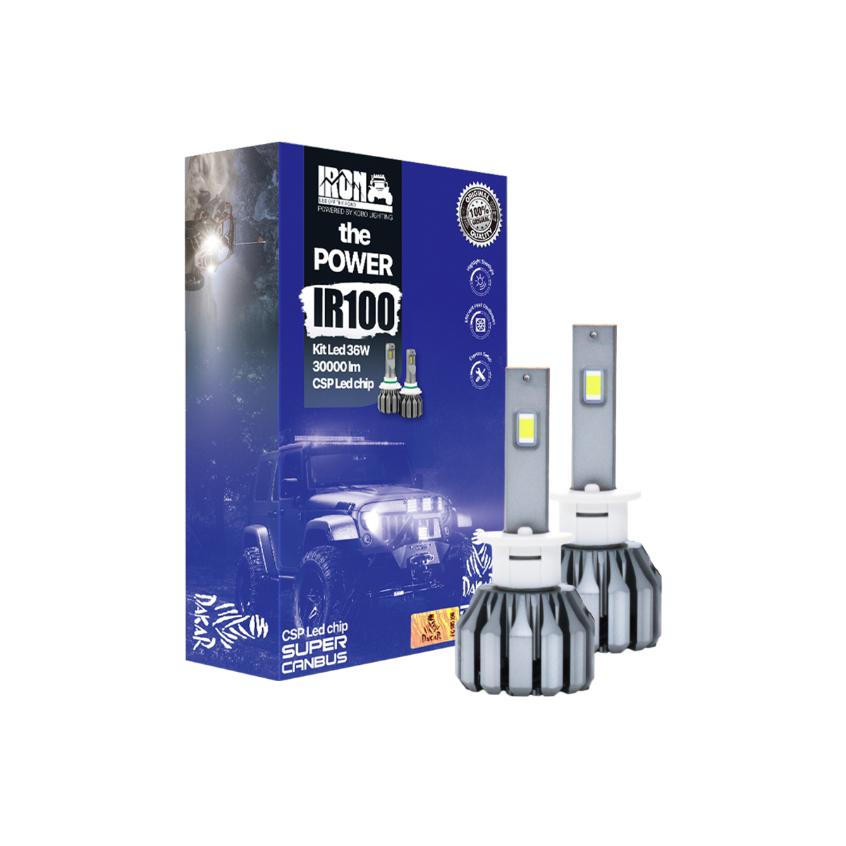 OFF ROAD KIT DE LED IR100 CANBUS H1 10MA GENERACION CHIP CSP SUPER CANBUS 30000 LUMENS 36 WATTS 12V CON COOLER CANTIDAD POR CAJA MASTER 50 - 9