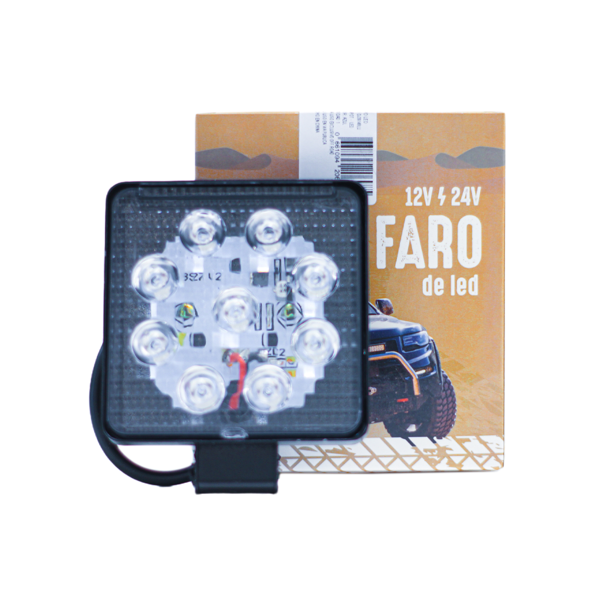 OFF ROAD FARO DE LED UNIVERSAL CUADRADO 27 WATTS (9 LED  3 WATTS) COLOR AZUL 12V / 24V  - HAZ DE LUZ SPOT - - 2