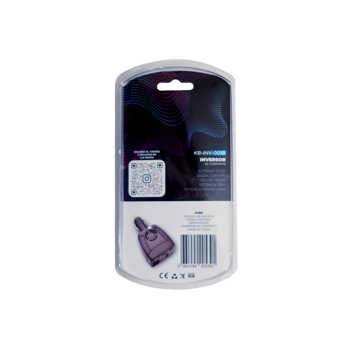 ACCESORIO PARA CELULAR INVERSOR CORRIENTE 12V / 220V - 150W USB OUTPUT>>5V 2.1A NEGRO - 3