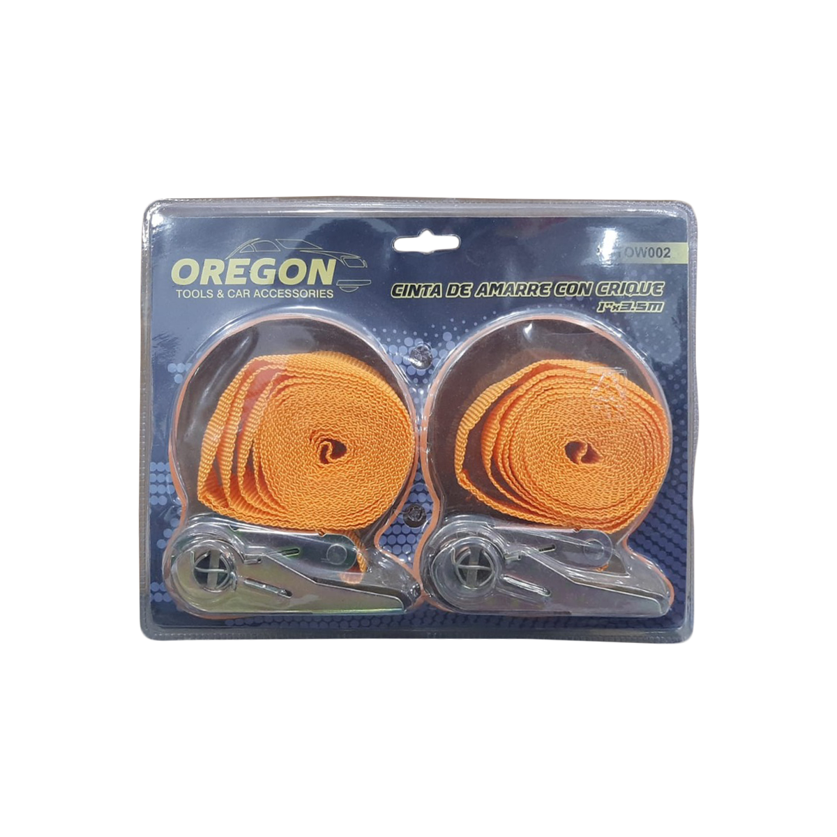 CINTA DE AMARRE CINTA DE AMARRE CON CRIQUE 1 X 3,5 METROS  (2 PIEZAS) NARANJA UNIVERSAL CANTIDAD POR CAJA 50 - 2