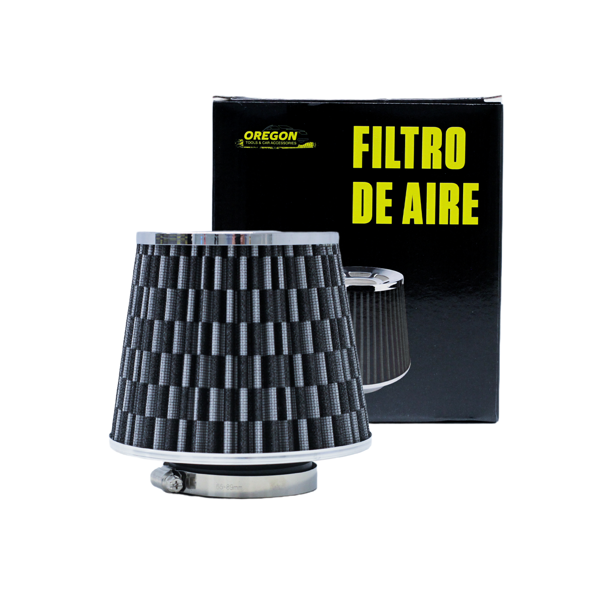 FILTRO DE AIRE CONICO FILTRO DE AIRE CONICO COMPETICION 63MM * 115MM GRIS Y CARBON TRAMA CUADRADA UNIVERSAL SUPERFICIE CONICA - 2