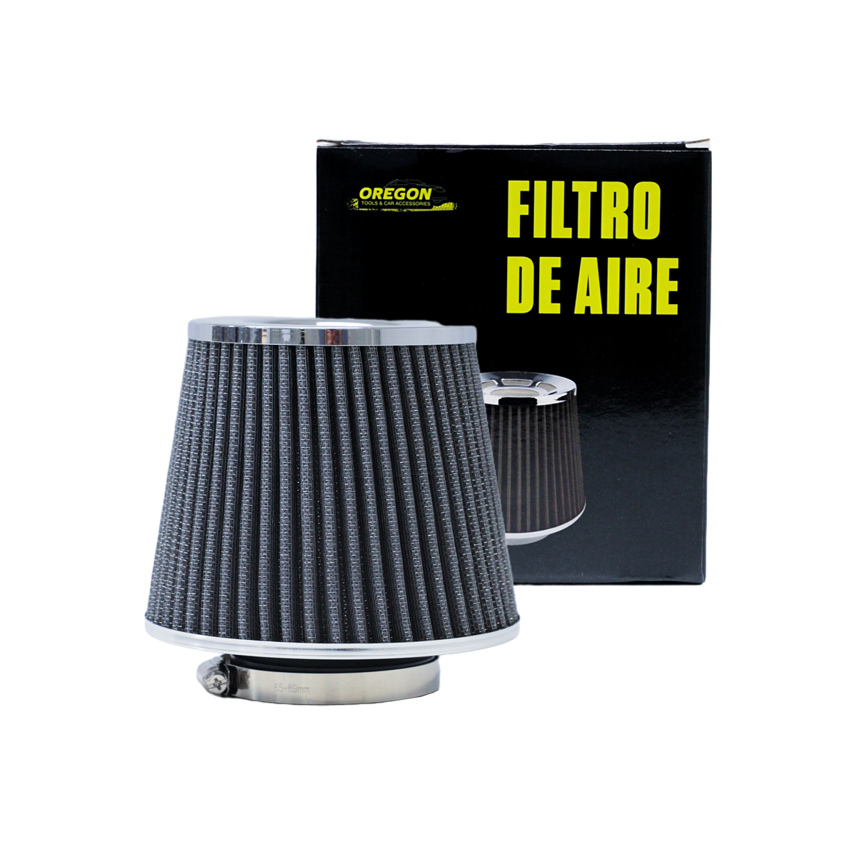 FILTRO DE AIRE CONICO FILTRO DE AIRE CONICO COMPETICION 76MM PLATEADO UNIVERSAL - 7