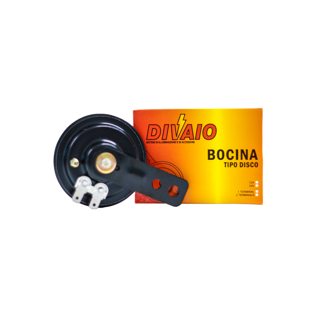 BOCINA TIPO DISCO GALLETA MERCEDES BENZ. 2 TERMINALES. VOLTAJE 12 V. ENVASE POR UNIDAD DIAMETRO 70MM CANTIDAD POR CAJA MASTER 6 - 7