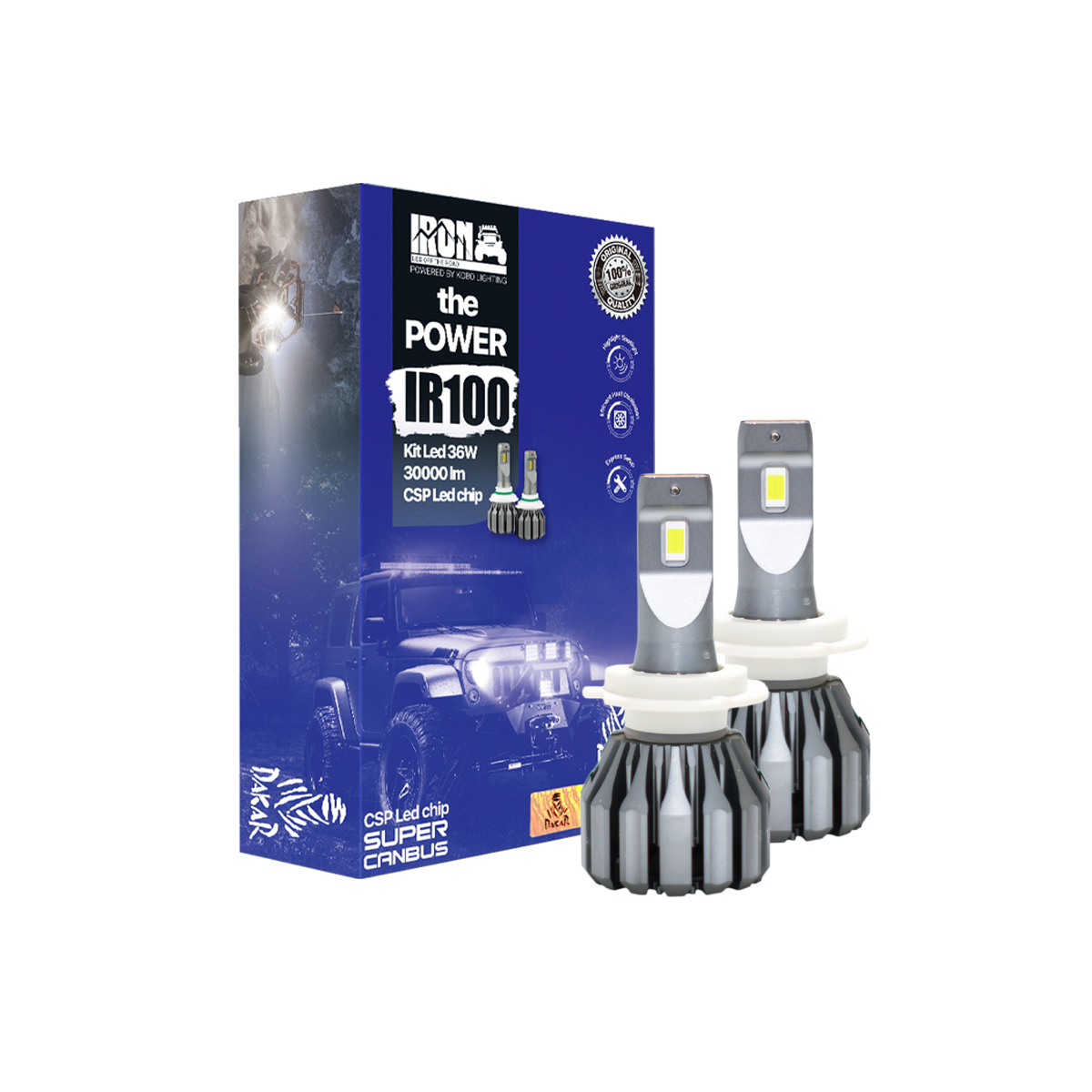OFF ROAD KIT DE LED IR100 CANBUS H7 10MA GENERACION CHIP CSP SUPER CANBUS 30000 LUMENS 36 WATTS 12V CON COOLER CANTIDAD POR CAJA MASTER 50 - 8