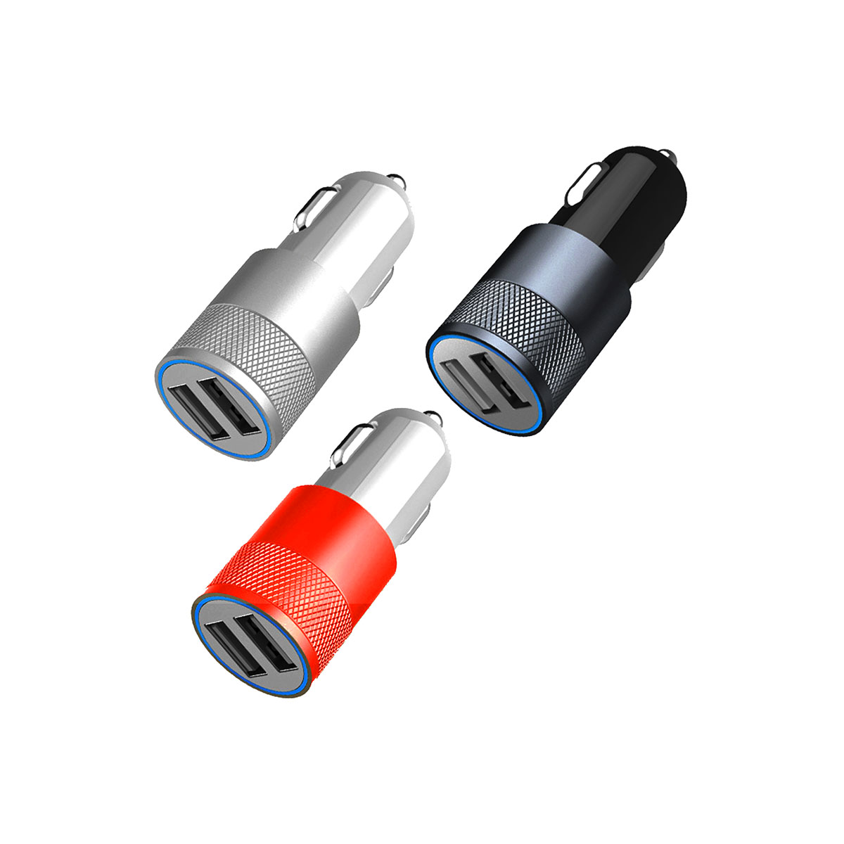 ACCESORIO PARA CELULAR CARGADOR CUADRUPLE USB CON ENCHUFE A TOMA 12V / 24V 3.11 CON INDICIADO DE LED AZUL COLOR NEGRO - 4