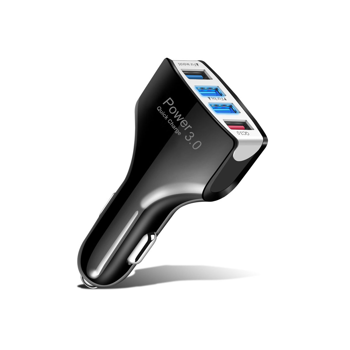 ACCESORIO PARA CELULAR CARGADOR CUADRUPLE USB CON ENCHUFE A TOMA 12V / 24V 3.0 / 6.8 / 3.5 / 2.1 45 WATTS COLOR NEGRO - 3