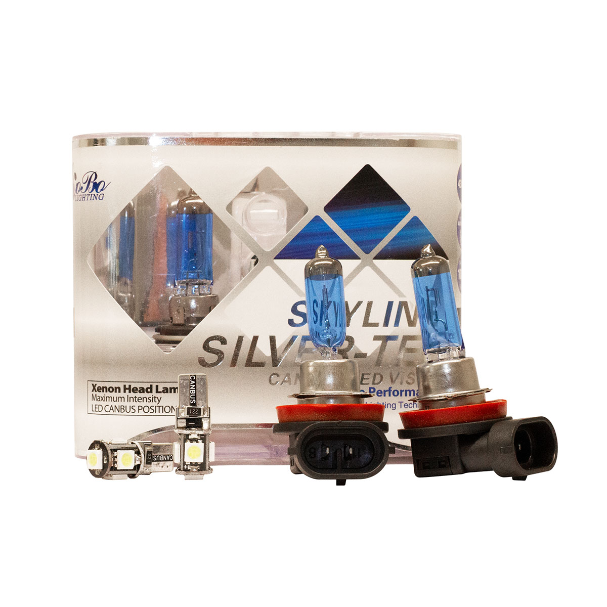 LAMPARA HALOGENA SKY LINE CANBUS KIT H8 12V 35W SKY LINE X 2 + 2 LED T10 CANBUS AZUL FRIO  (CODIGO ANTERIOR: KH8SK) - 2