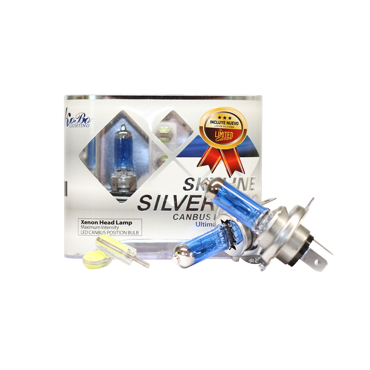 LAMPARA HALOGENA SKY LINE CANBUS KIT H4 12V 60/55 SKY LINE X 2 + 2 LED T10 CANBUS AZUL FRIO  (CODIGO ANTERIOR: K12342SK) - 3