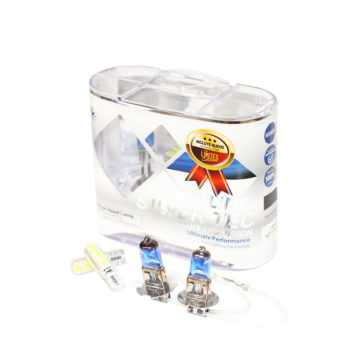 LAMPARA HALOGENA SKY LINE CANBUS KIT H3 12V 55W SKY LINE X 2 + 2 LED T10 CANBUS AZUL FRIO  (CODIGO ANTERIOR: K12336SK) - 2