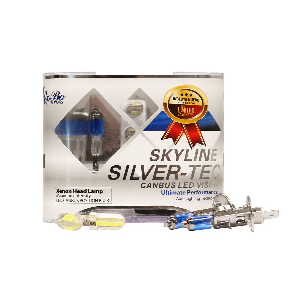 LAMPARA HALOGENA SKY LINE CANBUS KIT H1 12V 55W SKY LINE X 2 + 2 LED T10 CANBUS AZUL FRIO (CODIGO ANTERIOR: K12258SK) - 2