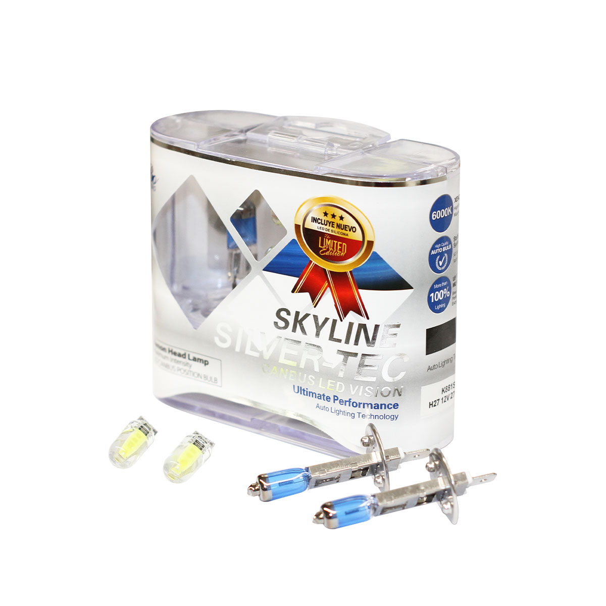 LAMPARA HALOGENA SKY LINE CANBUS KIT H1 12V 55W SKY LINE X 2 + 2 LED T10 CANBUS AZUL FRIO (CODIGO ANTERIOR: K12258SK) - 3