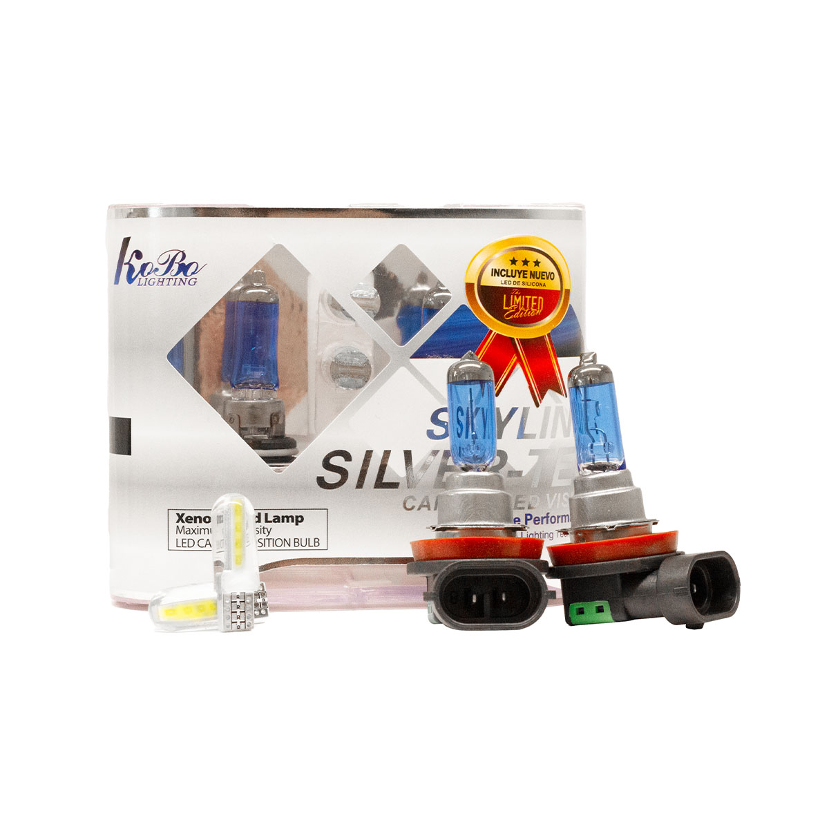 LAMPARA HALOGENA SKY LINE CANBUS KIT H16 12V 24W SKY LINE X 2 + 2 LED T10 CANBUS AZUL FRIO  (CODIGO ANTERIOR: KH16SK)