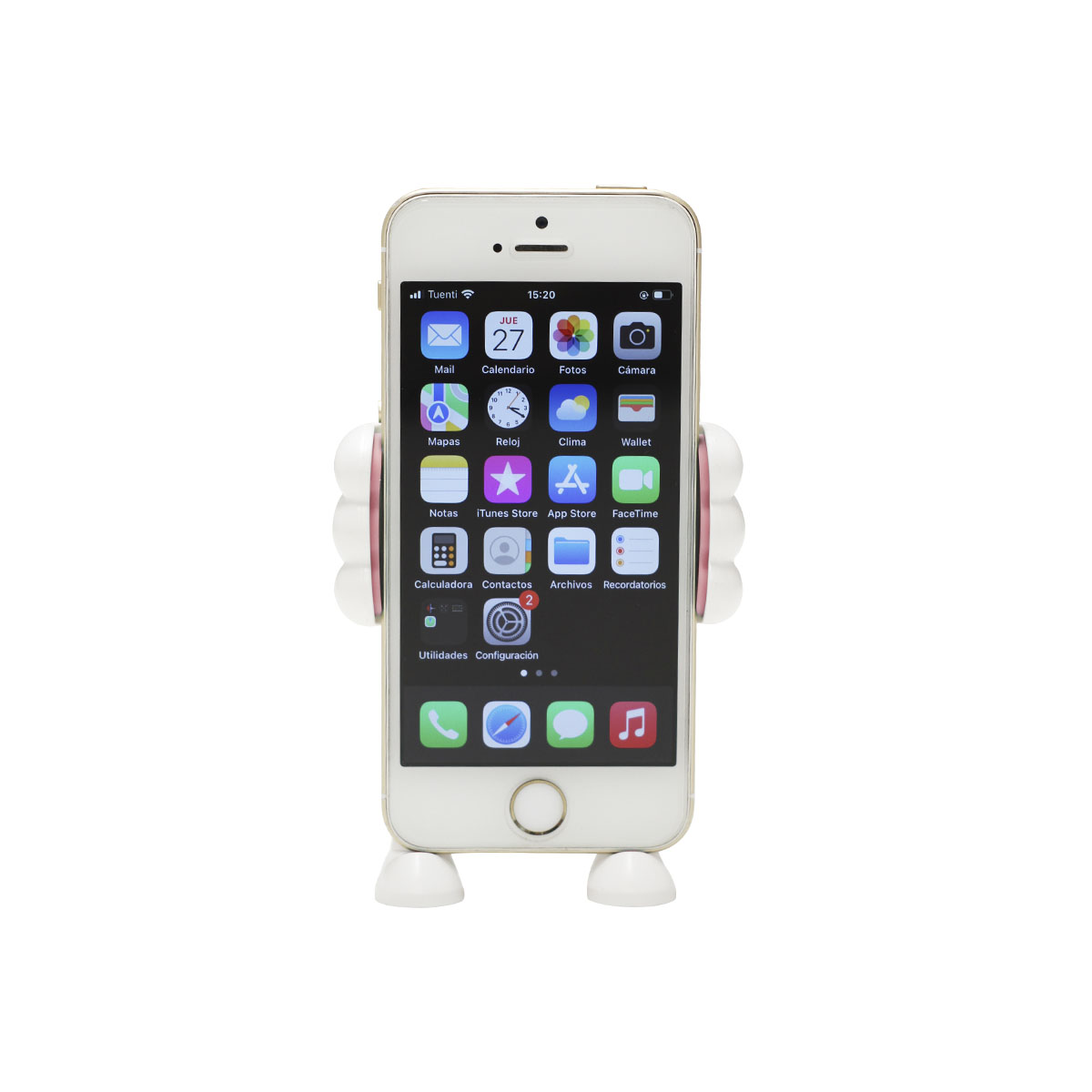 ACCESORIO PARA CELULAR SOPORTE PARA CELULARES CON ENGANCHE PARA A/A BLANCO + ROSA - 4