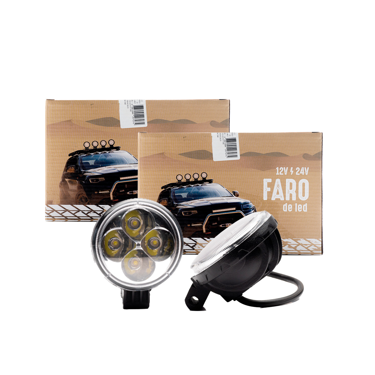 OFF ROAD FARO DE LED UNIVERSAL CIRCULAR DE 12 WATTS (4 LED  3 WATTS) 8CM  8CM COLOR BLANCO 12V / 24V - HAZ DE LUZ SPOT - - 10