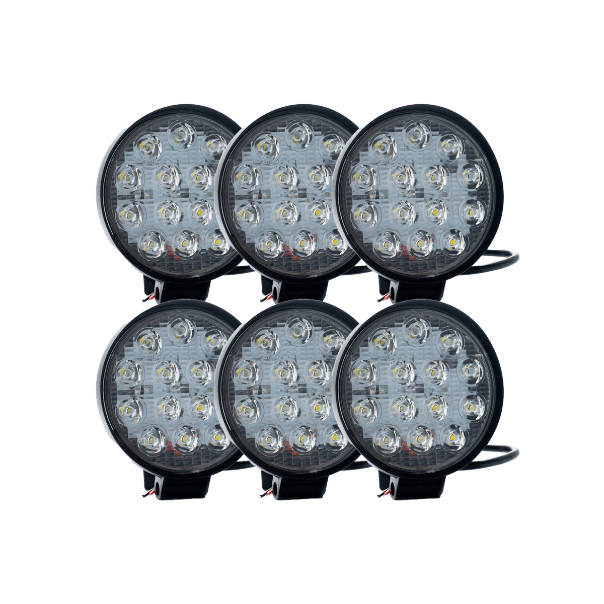 OFF ROAD FARO DE LED UNIVERSAL CIRULAR 42 WATTS (14 LED  3 WATTS) COLOR BLANCO 12V / 24V - HAZ DE LUZ SPOT - CANTIDAD POR CAJA MASTER 50 - 10