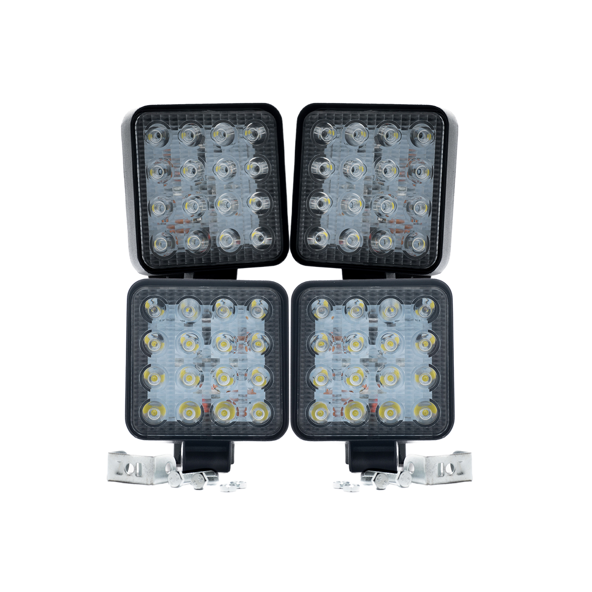 OFF ROAD FARO DE LED UNIVERSAL CUADRADO 48 WATTS (16 LED  3 WATTS) COLOR BLANCO 12V / 24V  - HAZ DE LUZ SPOT - CANTIDAD POR CAJA MASTER 50 - 8