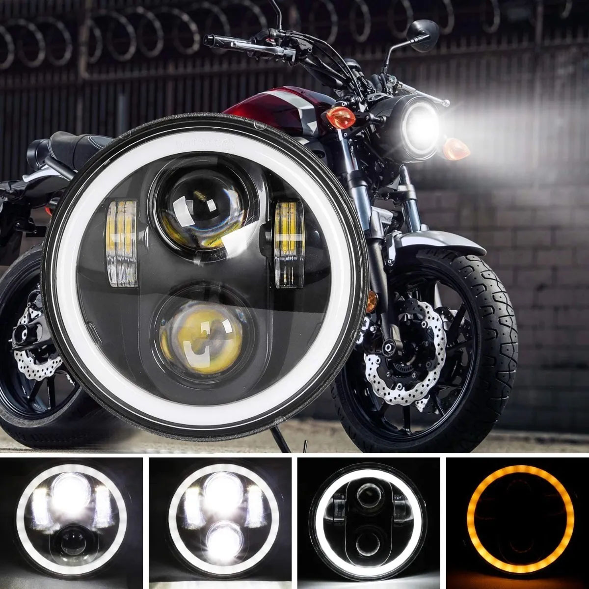 OFF ROAD FARO DE LED UNIVERSAL REDONDO 7 USO IDEAL JEEP WRANGLER - RENEGADE /  MOTO HARLEY DAVIDSON - ROYAL ENFIELD CON FUNCION ALTA Y BAJA - HAZ DE LUZ SPOT - CANTIDAD POR CAJA MASTER 20 - 8