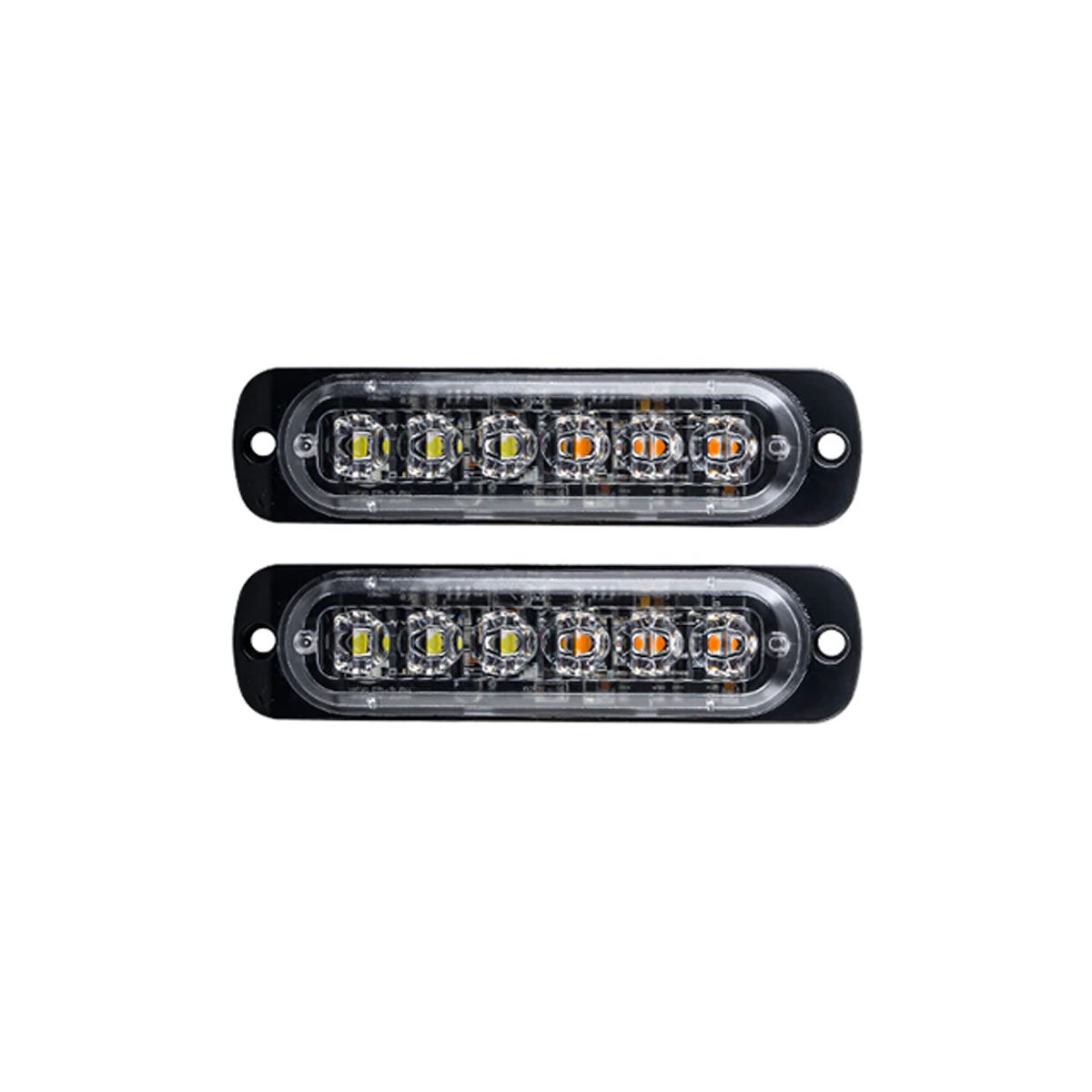OFF ROAD FARO DE LED UNIVERSAL 12V - 6 LED CHAT PARA PARRILLA / PARAGOLPE CON LUZ DESTELLANTE BLANCA Y AMBAR - 7