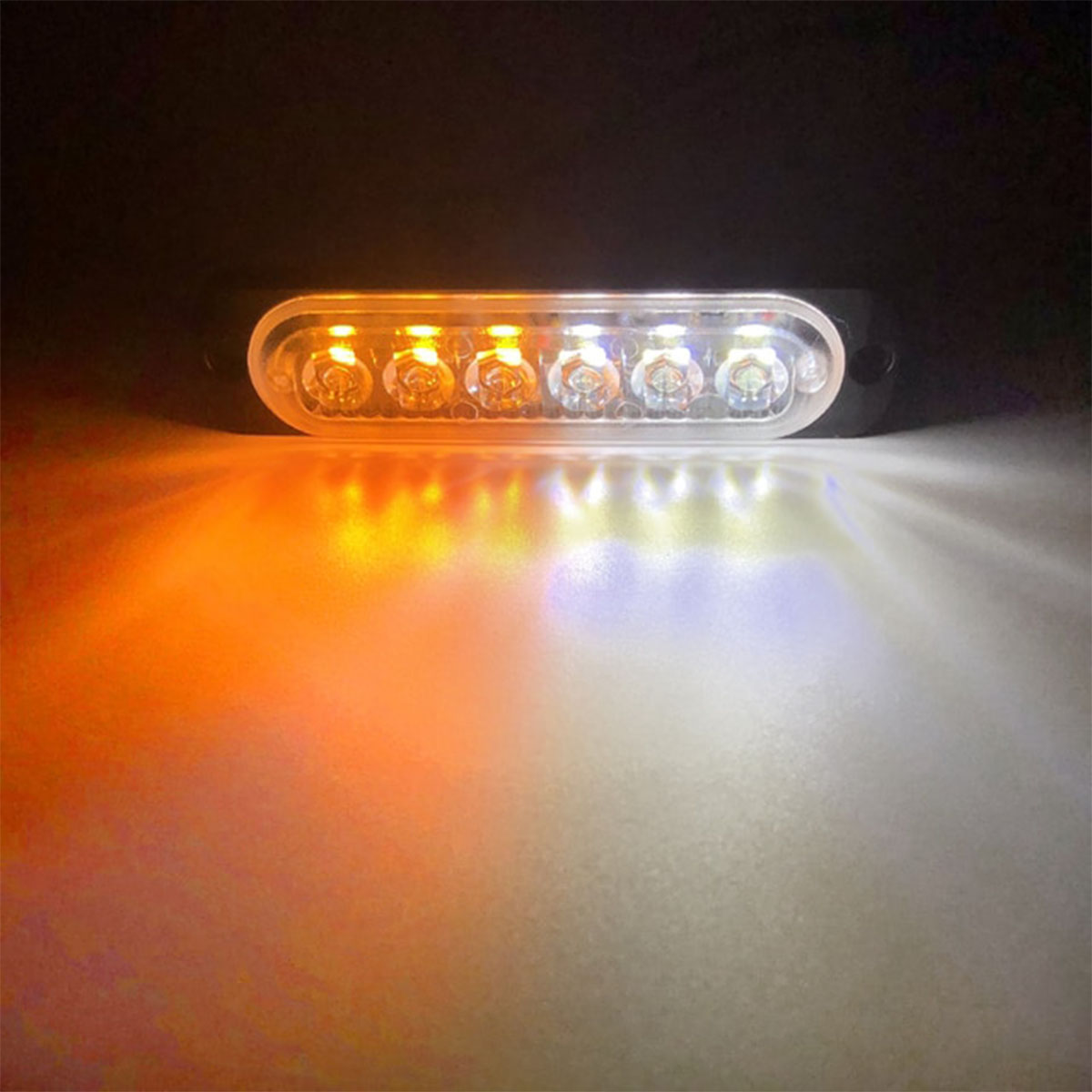 OFF ROAD FARO DE LED UNIVERSAL 12V - 6 LED CHAT PARA PARRILLA / PARAGOLPE CON LUZ DESTELLANTE BLANCA Y AMBAR - 8