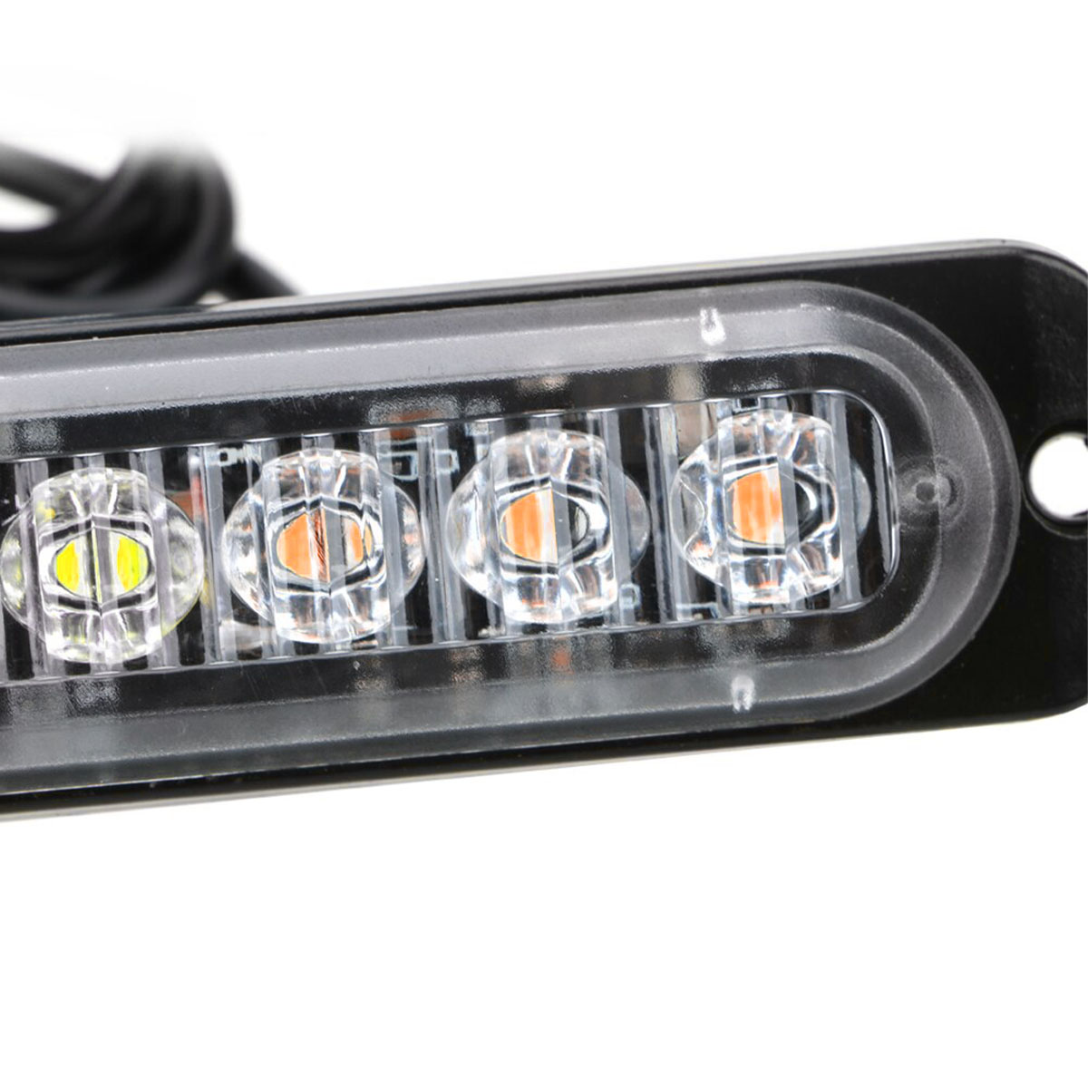 OFF ROAD FARO DE LED UNIVERSAL 12V - 6 LED CHAT PARA PARRILLA / PARAGOLPE CON LUZ DESTELLANTE BLANCA Y AMBAR - 9