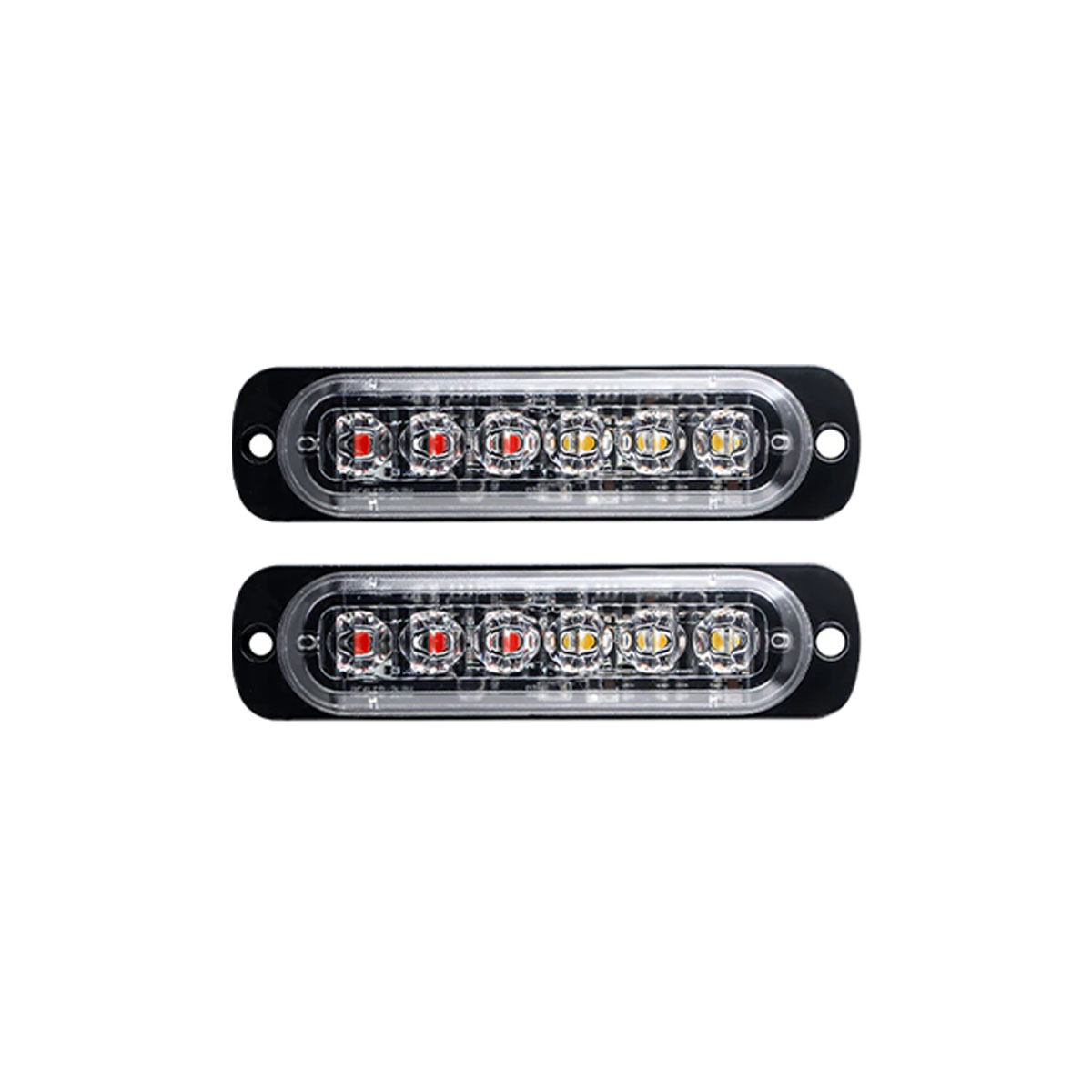 OFF ROAD FARO DE LED UNIVERSAL 12V - 6 LED CHAT PARA PARRILLA / PARAGOLPE CON LUZ DESTELLANTE ROJA Y AMBAR