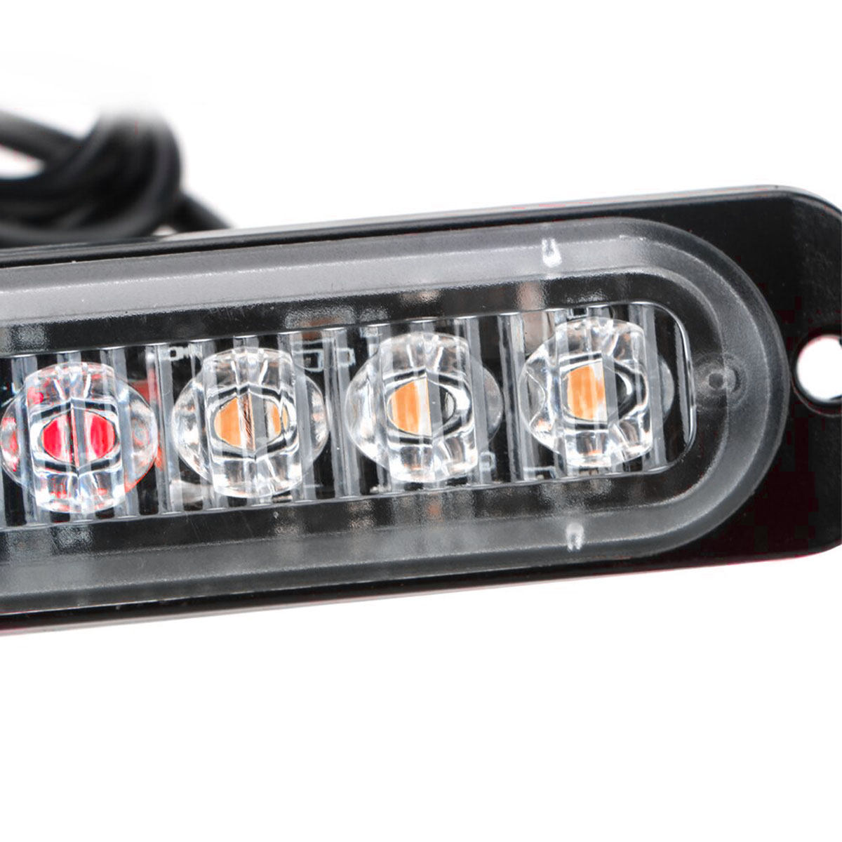OFF ROAD FARO DE LED UNIVERSAL 12V - 6 LED CHAT PARA PARRILLA / PARAGOLPE CON LUZ DESTELLANTE ROJA Y AMBAR - 2