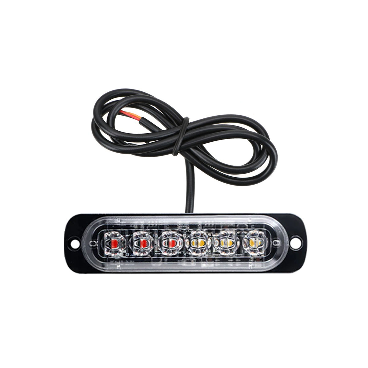 OFF ROAD FARO DE LED UNIVERSAL 12V - 6 LED CHAT PARA PARRILLA / PARAGOLPE CON LUZ DESTELLANTE ROJA Y AMBAR - 3