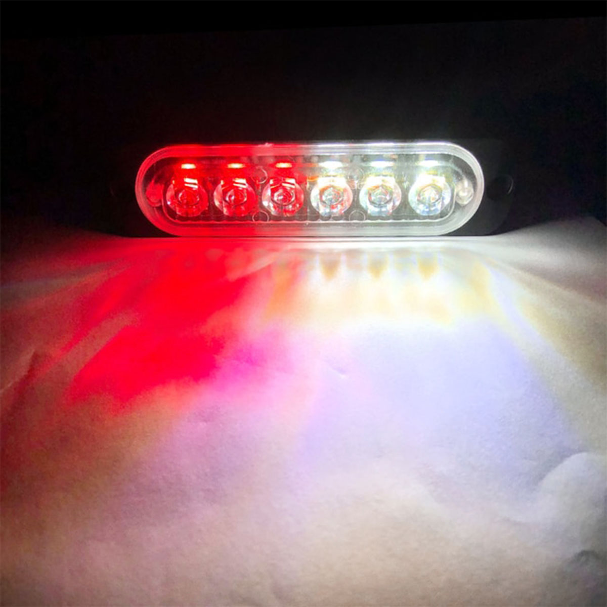 OFF ROAD FARO DE LED UNIVERSAL 12V - 6 LED CHAT PARA PARRILLA / PARAGOLPE CON LUZ DESTELLANTE ROJA Y AMBAR - 4