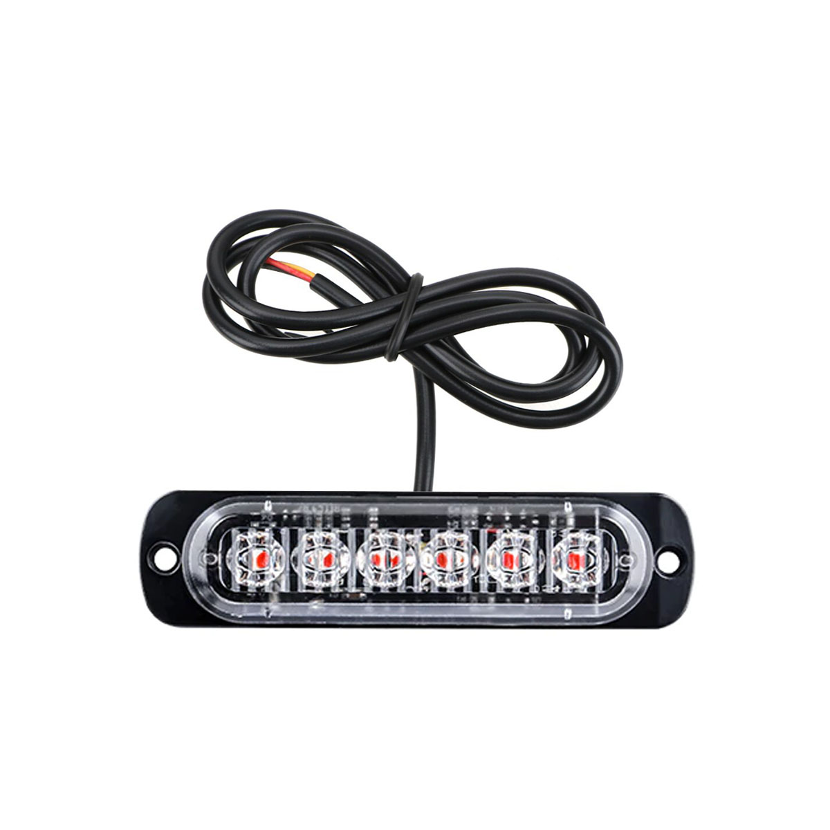 OFF ROAD FARO DE LED UNIVERSAL 12V - 6 LED CHAT PARA PARRILLA / PARAGOLPE CON LUZ DESTELLANTE ROJA - 10