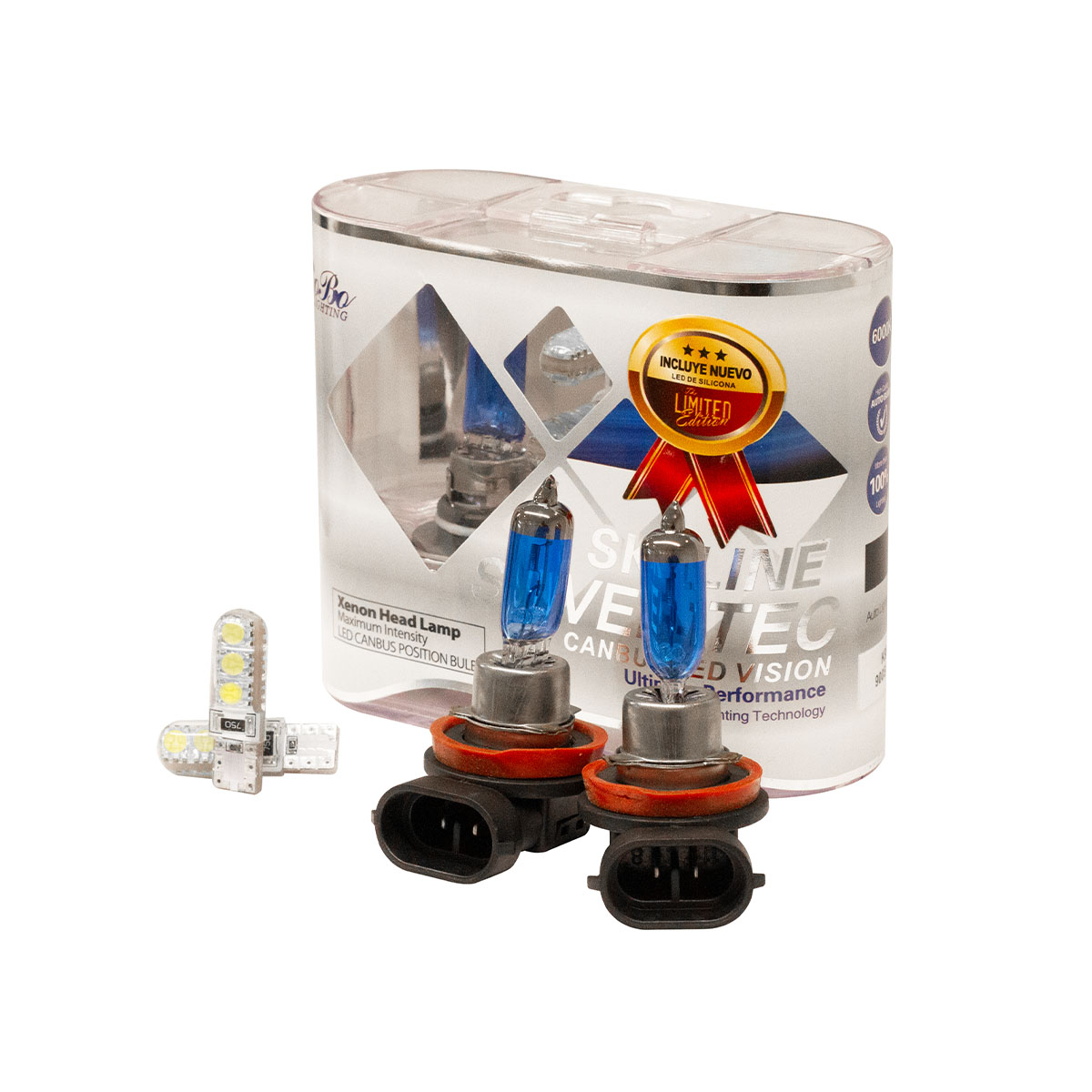 LAMPARA HALOGENA SKY LINE CANBUS KIT H11 12V 55W SKY LINE X 2 + 2 LED T10 CANBUS AZUL FRIO  (CODIGO ANTERIOR: K12362SK) - 5