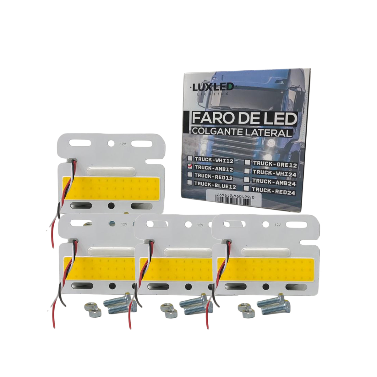 OFF ROAD FAROS DE CAMION PACK X 4 UNIDADES DE FAROS COLGANTES ENCASTRABLES PARA LATERAL DE CAMION 10.5 CM DE ANCHO X 8 CM DE ALTO AMBAR 12V - 3