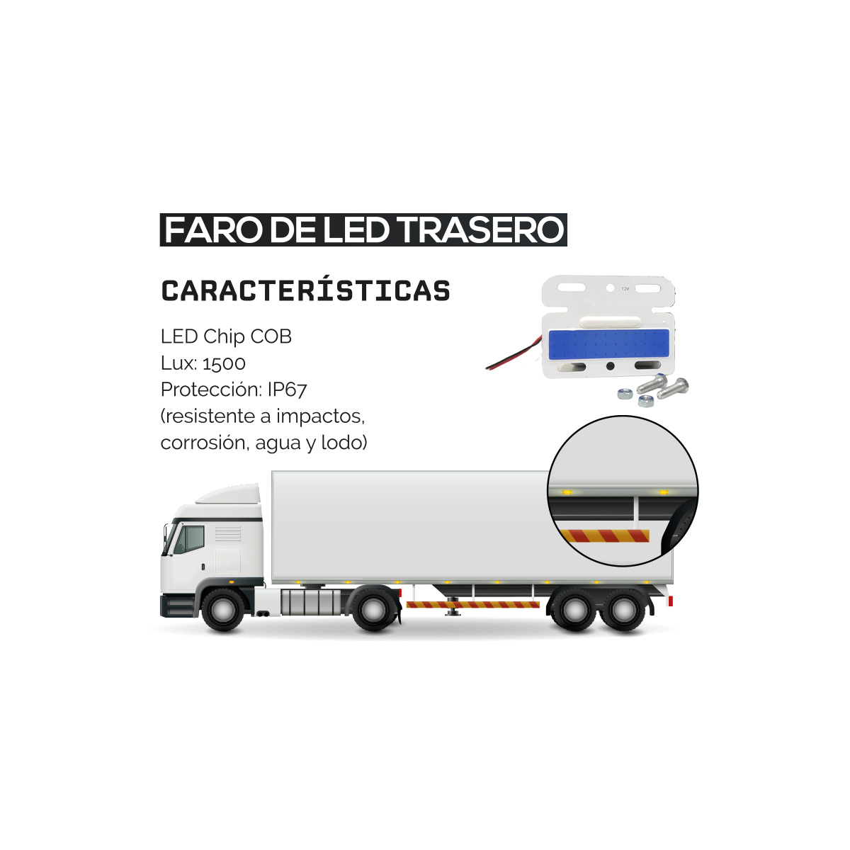 OFF ROAD FAROS DE CAMION PACK X 4 UNIDADES DE FAROS COLGANTES ENCASTRABLES PARA LATERAL DE CAMION 10.5 CM DE ANCHO X 8 CM DE ALTO AZUL 12V - 3