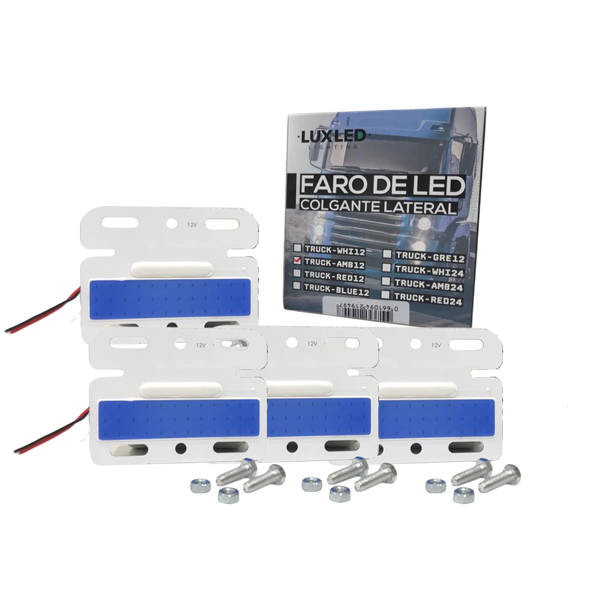OFF ROAD FAROS DE CAMION PACK X 4 UNIDADES DE FAROS COLGANTES ENCASTRABLES PARA LATERAL DE CAMION 10.5 CM DE ANCHO X 8 CM DE ALTO AZUL 12V - 4