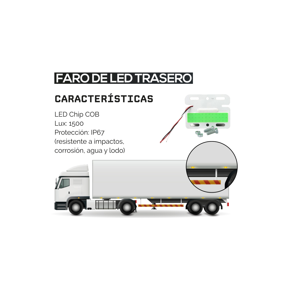 OFF ROAD FAROS DE CAMION PACK X 4 UNIDADES DE FAROS COLGANTES ENCASTRABLES PARA LATERAL DE CAMION 10.5 CM DE ANCHO X 8 CM DE ALTO VERDE 12V - 3