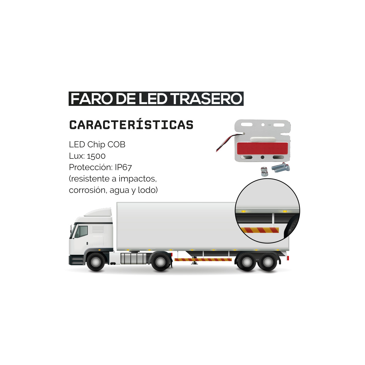 OFF ROAD FAROS DE CAMION PACK X 4 UNIDADES DE FAROS COLGANTES ENCASTRABLES PARA LATERAL DE CAMION 10.5 CM DE ANCHO X 8 CM DE ALTO ROJO 12V - 3