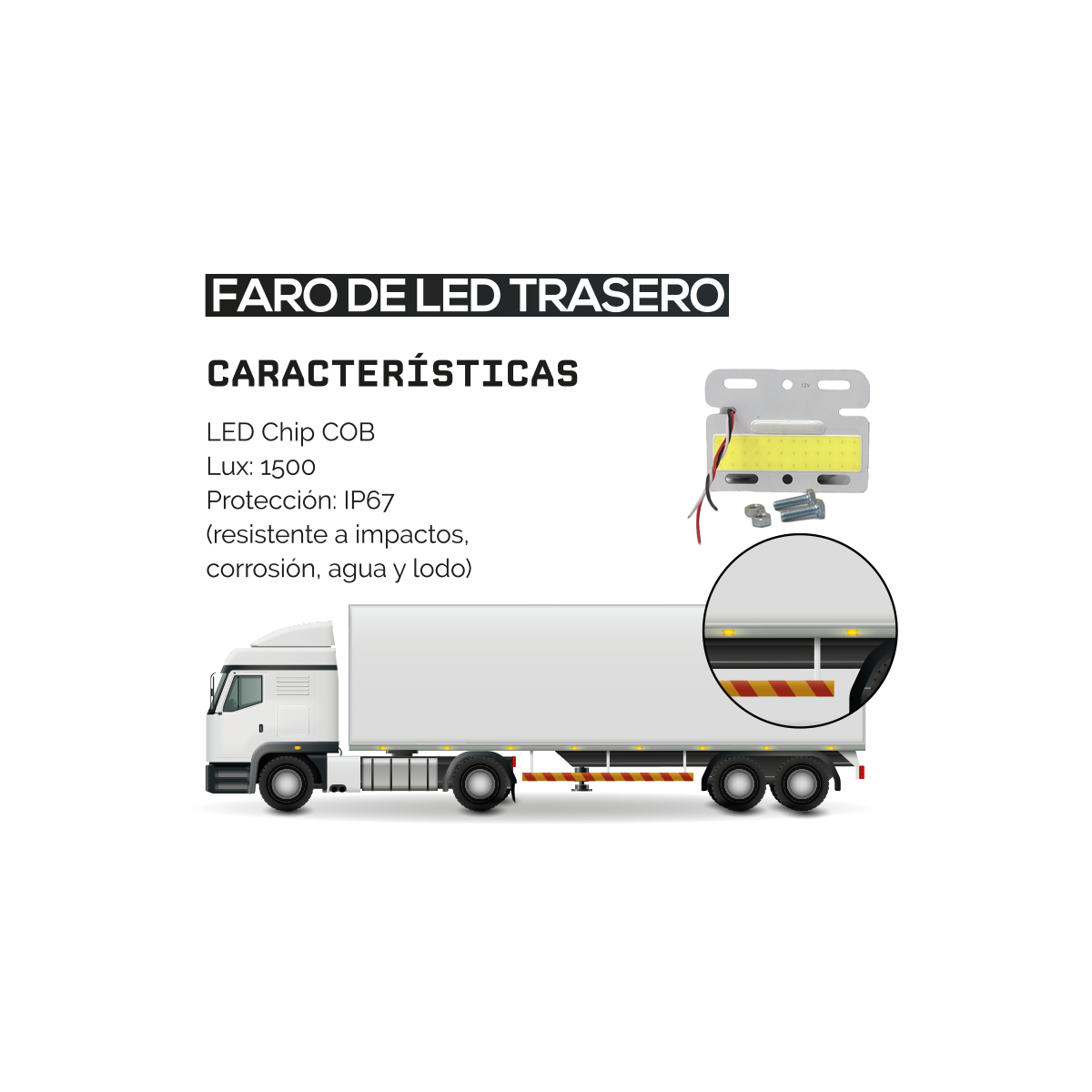 OFF ROAD FAROS DE CAMION PACK X 4 UNIDADES DE FAROS COLGANTES ENCASTRABLES PARA LATERAL DE CAMION 10.5 CM DE ANCHO X 8 CM DE ALTO BLANCO 12V - 3