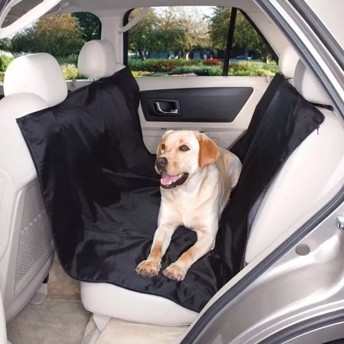 CUBRE ASIENTO TRASERO UNIVERSAL PARA MASCOTAS NEGRO DE OXFORD CON ENGANCHE EN APOYA CABEZAS DELANTERO MEDIDAS  130CM X 135CM - 6