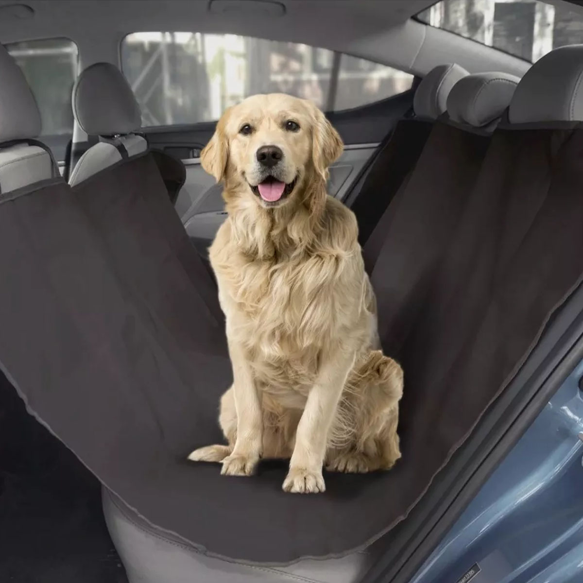 CUBRE ASIENTO TRASERO UNIVERSAL PARA MASCOTAS NEGRO DE OXFORD CON ENGANCHE EN APOYA CABEZAS DELANTERO MEDIDAS  130CM X 135CM - 7