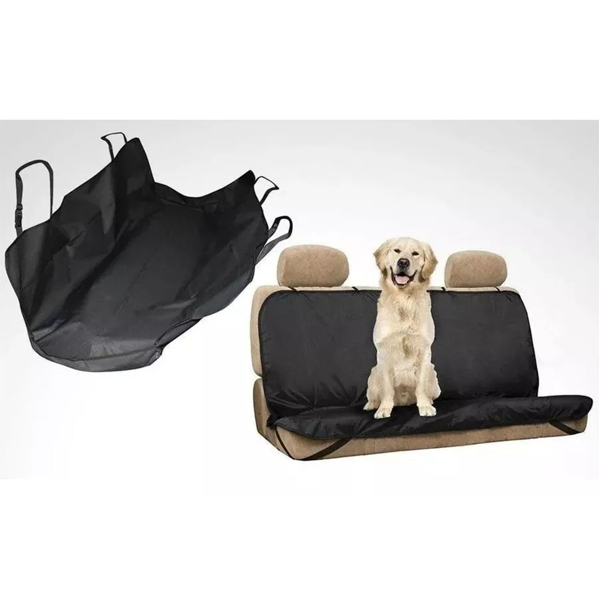 CUBRE ASIENTO TRASERO UNIVERSAL PARA MASCOTAS NEGRO DE OXFORD CON ENGANCHE EN APOYA CABEZAS DELANTERO MEDIDAS  130CM X 135CM - 8