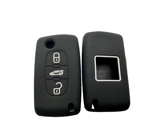 CUBRE LLAVE DE SILICONA PEUGEOT 3 BOTONES NAVAJA 307 - 408 BLACK