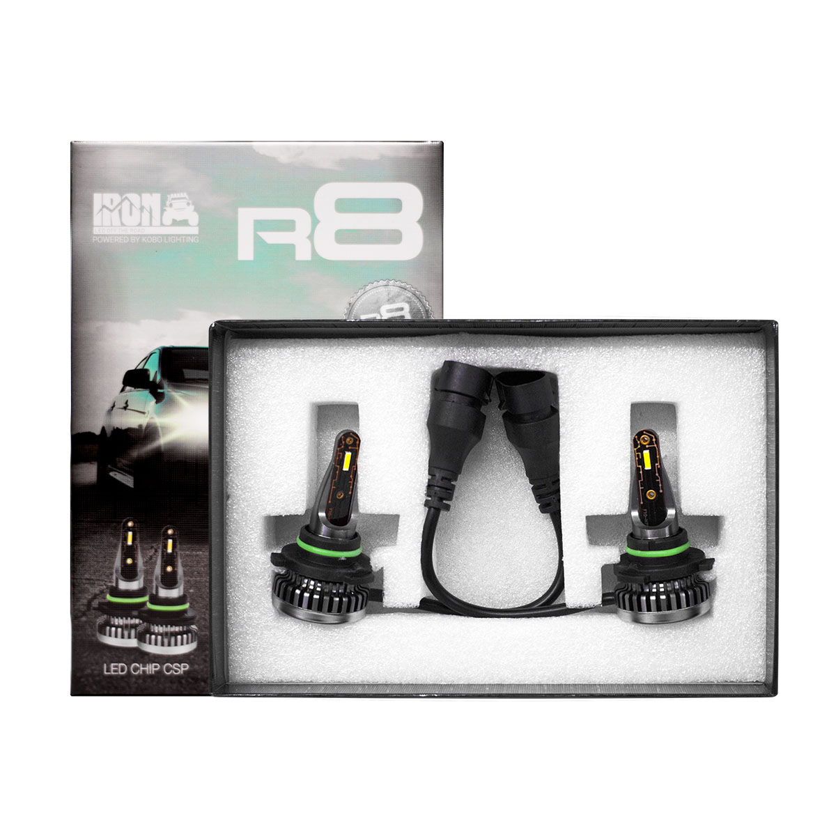 OFF ROAD KIT DE LED R8 9005 HB3 10MA GENERACION CHIP CSP SIN COOLER 30000 LUMENS 42WATTS 12V  CANTIDAD POR CAJA MASTER 50 - 7