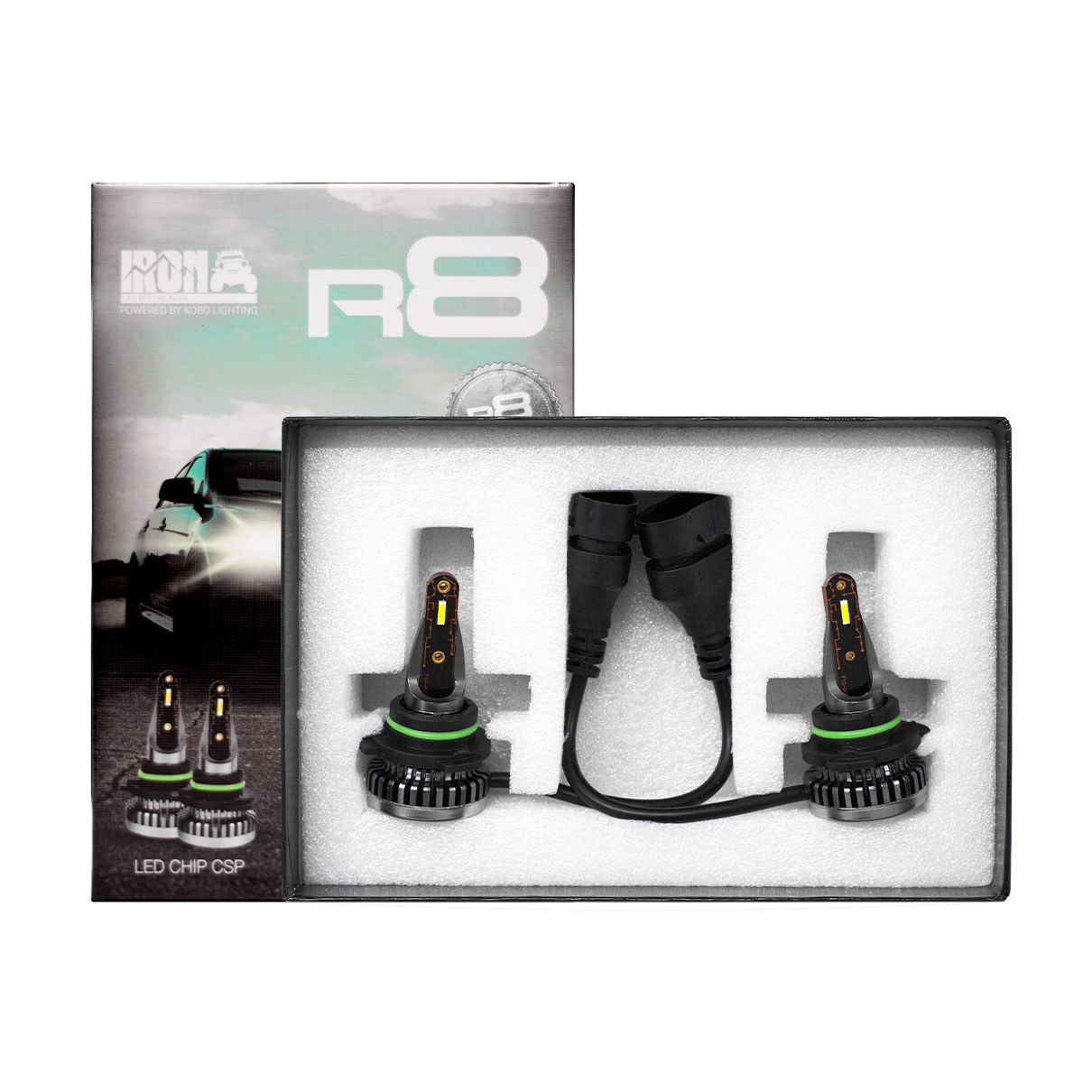 OFF ROAD KIT DE LED R8 9006 HB4 10MA GENERACION CHIP CSP SIN COOLER 30000 LUMENS 42WATTS 12V  CANTIDAD POR CAJA MASTER 50 - 7