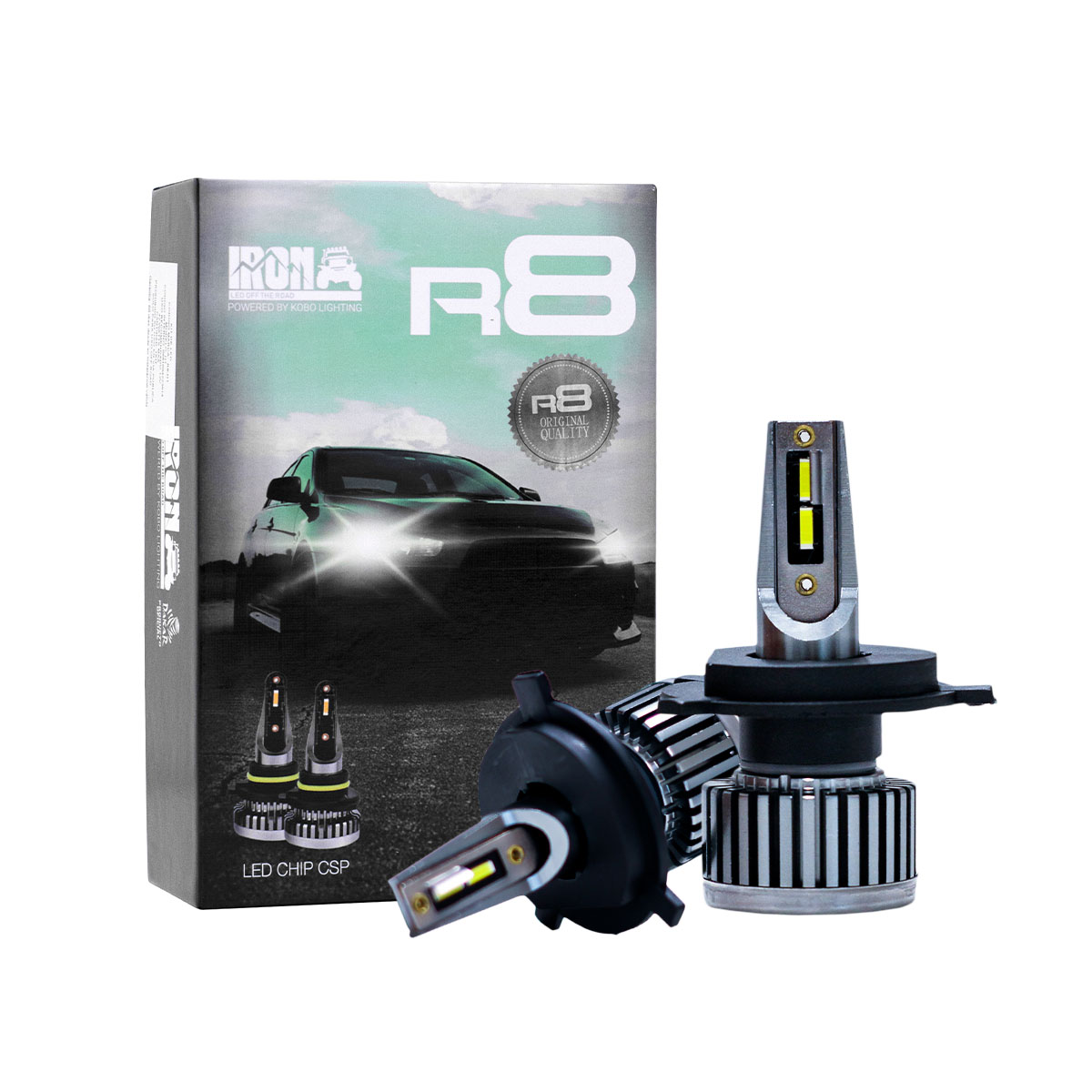 OFF ROAD KIT DE LED R8 H4 10MA GENERACION CHIP CSP SIN COOLER 30000 LUMENS 42WATTS 12V  CANTIDAD POR CAJA MASTER 50 - 4