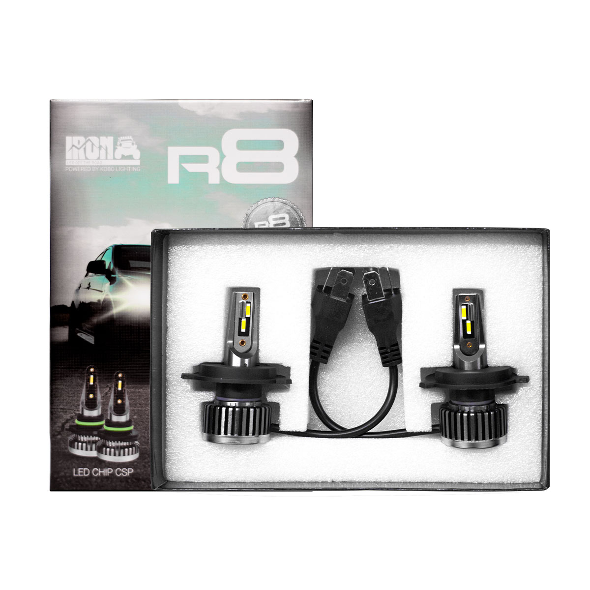 OFF ROAD KIT DE LED R8 H4 10MA GENERACION CHIP CSP SIN COOLER 30000 LUMENS 42WATTS 12V  CANTIDAD POR CAJA MASTER 50 - 7